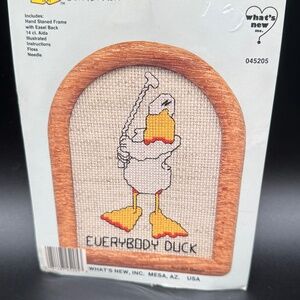 VTG Golfing Ducktales Cross Stitch Kit W/Wood Easel Back Frame